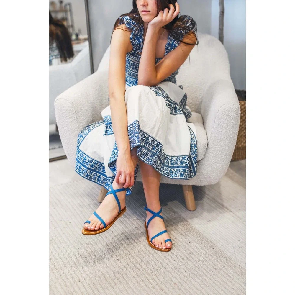 SEA New York Smocked Cream and Navy Dress - Picture 5 of 11